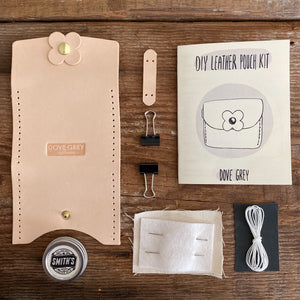 dove grey diy leather pouch kit