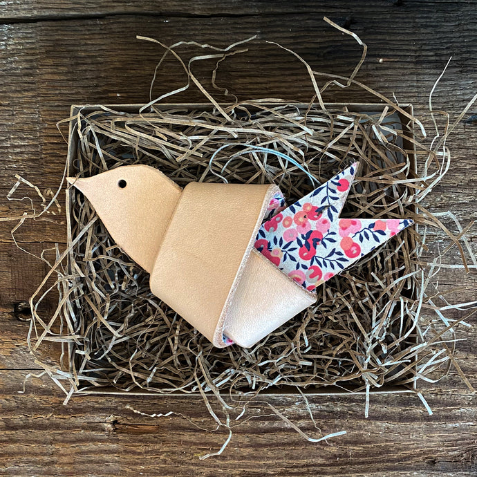 Leather and Liberty of London Fabric HOPE Dove