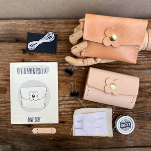 dove grey diy leather pouch kit