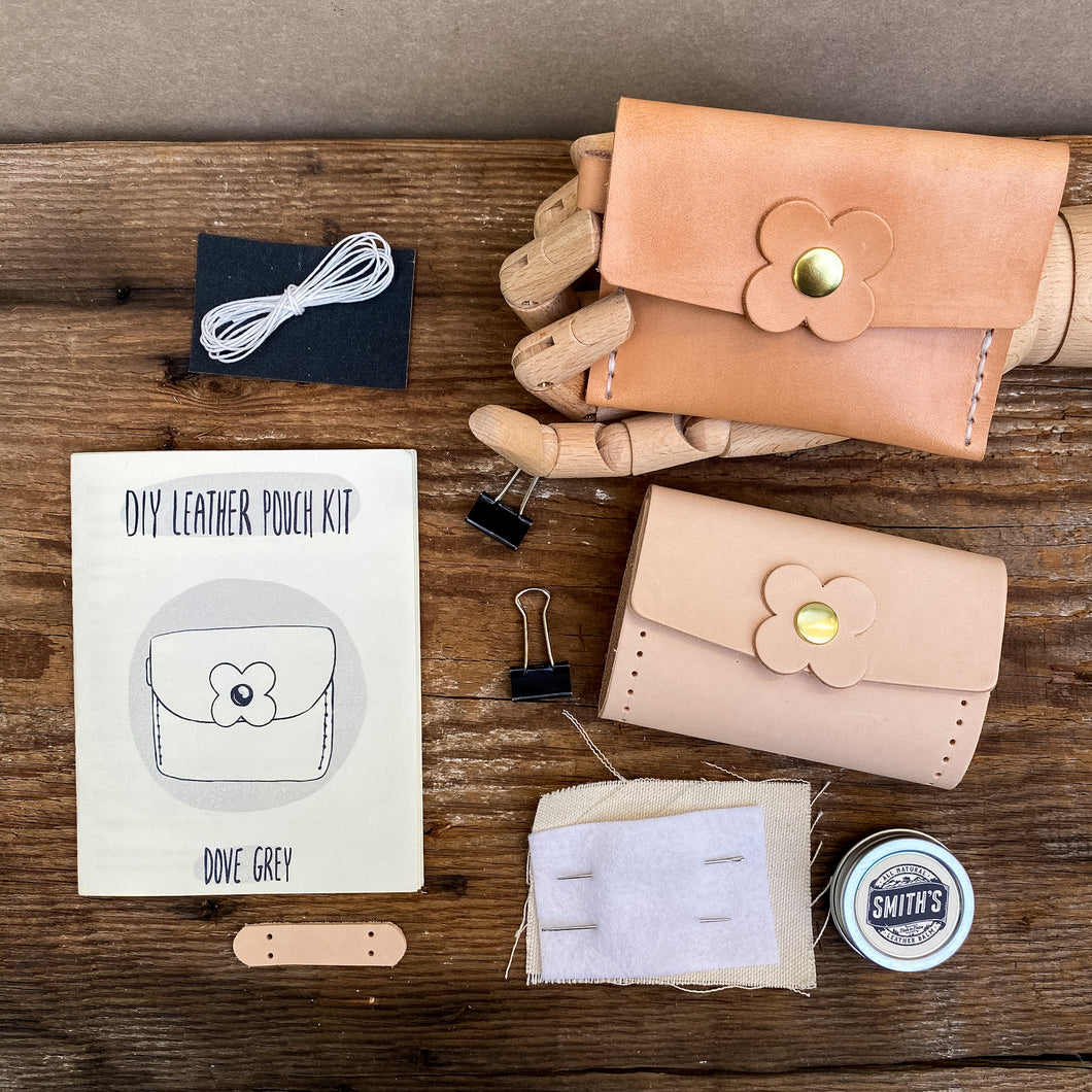dove grey diy leather pouch kit